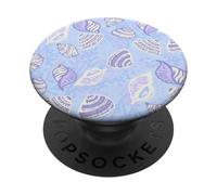 Azul Claro Conchas Marinas Verano Playa Seashell Patrón Océano Lindo PopSockets PopGrip Adhesivo