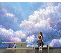 Azul Claro Fondo De Pantalla Panorámica 3D, Paisaje Submarino Arrecifes Coral Fotomurales Mural 350×256 Cm (An X Al), Mundo Submarino Fantasía, Decoración De Pared Para Sala Cuarto Oficina Y Salón