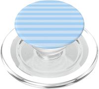 Azul Claro Rayas Horizontales Líneas Preppy Rayas Girly PopSockets PopGrip para MagSafe