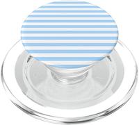 Azul Claro Rayas Horizontales Líneas Preppy Rayas Girly PopSockets PopGrip para MagSafe