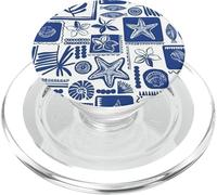 Azul Coastal Collage Seashells Preppy European Summer PopSockets PopGrip para MagSafe