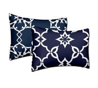 Azul Cojines Exterior Impermeable 40x65 cm Rectangulares Funda Cojin Juego de 2 Geometría Cushions Impermeable Felpa Corta Suave Cojín Lumbar para Garden Terraza Decorativos Primavera Verano h-40