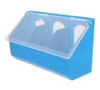 Azul Comedero Colgante para Palomas 3 Compartimentos de Plástico | Diseño Tapa y Clips para Jaula, Recarga Sencilla, Reducción de Derrames, Uso en Aves y Conejos