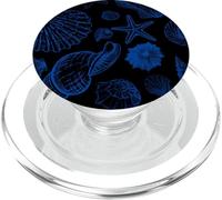 Azul Conchas De Mar Estética Costera En Oscuridad PopSockets PopGrip para MagSafe