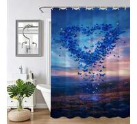 azul Cortina de Ducha para Baño, Cortina Ducha 230x180cm Amar, Cortinas de Baño con 12 Anillas, Dobladillo Ponderado, Lavable, Impermeable, Fácil de Limpiar, Shower Curtain, para Duchas, Bañeras Z-444