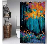 Azul Cortina Ducha 140x200cm, Cortina de Ducha Selva Cortinas de Baño Poliester Lavable con 12 Anillas, Dobladillo Ponderado Shower Curtain para Familia, Hotel, Bañeras y Cuartos de Baño -ly2507279