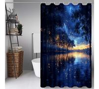 Azul Cortina Ducha 200 x 240 cm, Cortina de Ducha Selva Cortinas de Baño Poliester Lavable con 12 Anillas, Dobladillo Ponderado Shower Curtain para Familia, Hotel, Bañeras y Cuartos de Baño -ly250729Q
