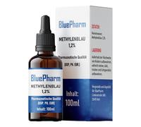 Azul de metileno 1,2% - 100 ml solución de grado farmacéutico (USP, Ph. Eur.) - Probado en laboratorio - Metilene Blue - BluePharm® Made in Germany