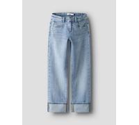 Azul Diseño De Perneras Rectas, Arremangado Jeans