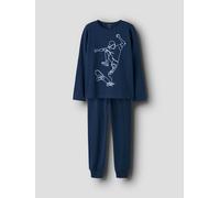 Azul Diseño Estampado Pijama 2 Piezas