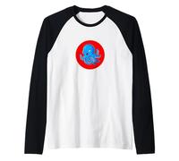 Azul Enojado Pulpo Animales Marinos Rojo Lindo Regalo Amante Camiseta Manga Raglan