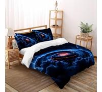 Azul Espiral Galaxia Juego De Ropa De Cama Impresión 3D Galáctico Universo Microfibra Suave con Cremallera Oculta para Niños,Niñas,Adolescentes Tamaño Super King（260x220cm）