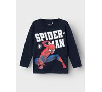 Azul Estampado De Spiderman Top De Manga Larga