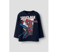 Azul Estampado De Spiderman Top De Manga Larga
