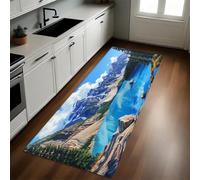 Azul Felpudo Pasillo 50 x 140 cm Montañas, Lagos, bosques Antideslizante Alfombra de Corredor Suave para Cocina, Entrada y Decoración del Hogar