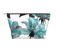 Azul Flor Floral Verde Azulado Rosas Acuarela, Bolsa de artículos de tocador Bolsa de Maquillaje Bolsa de cosméticos Bolsa de artículos de tocador de Viaje portátil