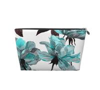 Azul Flor Floral Verde Azulado Rosas Acuarela, Bolsa de artículos de tocador Bolsa de Maquillaje Bolsa de cosméticos Bolsa de artículos de tocador de Viaje portátil
