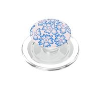 Azul Flores Abstracto Crema Crema Floral Minimalista PopSockets PopGrip para MagSafe