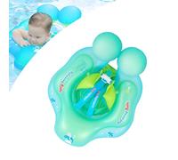 Azul Flotador Bebe con Asiento Seguridad y Respaldo de 3 a 12 Meses,Flotador Inflable para Bebé Anillo Natación de Entrenamiento,Piscina para Bebés,con Bola de Equilibrio para Evitar Vuelcos