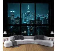 Azul Fotomurales Decorativos Pared Papel Pintado Paisaje Nocturno 250×175cm Murales Pared HD Moderno Arquitectura Urbana 3D Impresión Del Arte Oficina Tv De Fondo Fotomurales