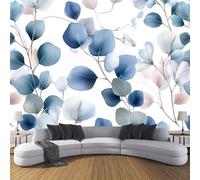Azul Fotomurales Decorativos Pared Papel Pintado Plantas De Acuarela 300×210cm Murales Pared HD Moderno Hojas 3D Impresión Del Arte Oficina Tv De Fondo Fotomurales