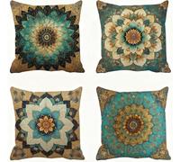 Azul Funda Almohada 80x80 Mandala Funda Cojin 80x80 Cojines Sofa Lino Fundas Almohadas Cuadrada Fundas Cojines Juego 4 Protector Almohada Cervicales y Cuello Pillows, para Jardin Dormitorio E - 774