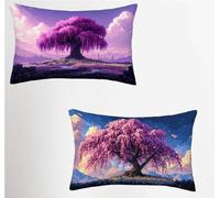 Azul Funda Cojin 40x60 Juego de 2, áRbol De La Vida Rectangular Funda Almohada 40x60cm con Cremallera Oculta, Lino Fundas Cojines, Fundas de Cojines para Sofá Cama Silla o Jardín Regalo 9-6130