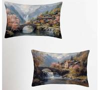 Azul Funda Cojin 50x70 Juego de 80, Arquitectura Rectangular Funda Almohada 50x70cm con Cremallera Oculta, Suave Terciopelo Fundas Cojines, Fundas de Cojines para Sofá Cama Silla o Jardín 3-8595