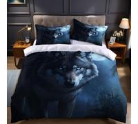 Azul Funda nórdica Cama 150 Animal Lobo Gris Funda edredón 220x240 cm Cremallera Microfibra Suave, Juego de Ropa de Cama 3 Piezas Ideal para Dormitorio Adulto