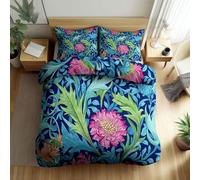 Azul Funda Nordica para Cama de 80/90 cm, William Morris Plantas Flores, Suave Microfibra Juego de Ropa de Cama, Funda Edredon 135x200 cm y 1 x Fundas de Almohada de 50x75 cm