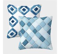 Azul Fundas Cojines 30x30 Juego de 2, GeometríA Fundas Cojines 30x30, Impermeable Lino Cuadrado Pillow Case con Cremallera Oculta, Cushion Covers para Decoracion Hogar Sofás Sala de Estar 2-3974