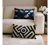 Azul Fundas Cojines 45x45 Juego de 2, GeometríA Fundas Cojines 45x45, Impermeable Lino Cuadrado Pillow Case con Cremallera Oculta, Cushion Covers para Decoracion Hogar Sofás Sala de Estar 4-m3809