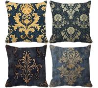 Azul Fundas Cojines 80x80 Juego de 4 Retro Cojines Exterior Impermeable Suave Cushion Covers Lavables con Cremallera Invisible para Salon Sofa Verano Exterior Patio Jardin Banco Decorativos 1567l
