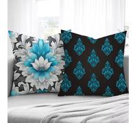 Azul Fundas de Cojines 45x45cm, Bohemia Fundas para Sofa xxl Juego de 2 Ultrasuave y Cómodo Cuadrado Cojines Exterior con Cremallera Invisible para Silla Dormitorio halloween Decorar Regalos R1-876