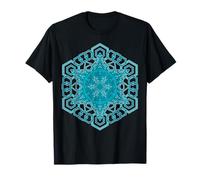 Azul Geometría Sagrada Mandala Hexágono Simetría Espiritual Camiseta