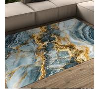 Azul Gris Alfombra 60x90 para salón Textura de Pizarra Verdoso Vetas Doradas Alfombrilla Lujo Abstracta Moderna Dormitorio Comedor Tapete Finas y Lavables Habitaciones la