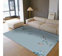 Azul Gris Alfombra 80x150 Lavables Hortensia Japonesa Flor de salón Alfombrilla Suave Antideslizante Tapete Fina Suelo Interior Que no muda Pelo para Dormitorio Comedor Oficina en casa