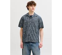 Azul Hombres Cotton Camisa Estilo Resort Corte Regular M EU