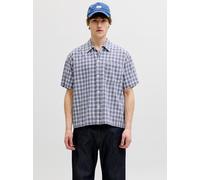 Azul Hombres Cotton/Linen Camisa Corte Loose XXL EU