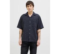 Azul Hombres Cotton/Linen Camisa Estilo Resort Corte Oversized S EU