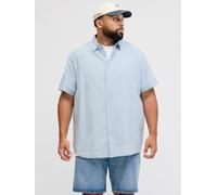 Azul Hombres Cotton/Linen Plus Size Camisa Corte Regular EU6XL US4XL EU