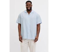Azul Hombres Cotton/Linen Plus Size Camisa De Popelín Corte Regular EU5XL US3XL EU