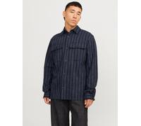 Azul Hombres Cotton/Linen Sobrecamisa Corte Comfort XL EU