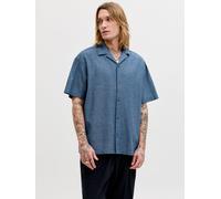 Azul Hombres Linen/Organic/Cotton/Cotton/Recycled/Cotton Camisa Estilo Resort Corte Loose XS EU