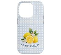 Azul Limón Gingham Cottagecore Italian Summer Ciao Bella Carcasa para iPhone 14 Pro