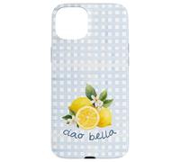 Azul Limón Gingham Cottagecore Italian Summer Ciao Bella Carcasa para iPhone 15 Plus