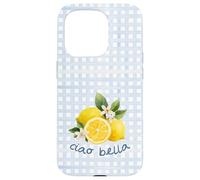 Azul Limón Gingham Cottagecore Italian Summer Ciao Bella Carcasa para iPhone 15 Pro