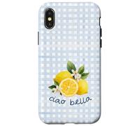 Azul Limón Gingham Cottagecore Italian Summer Ciao Bella Carcasa para iPhone X/XS