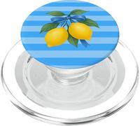 Azul Limón Rayas Estética Verano Fruta Girly Vintage Lindo PopSockets PopGrip para MagSafe