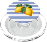 Azul Limón Rayas Estética Verano Fruta Girly Vintage Lindo PopSockets PopGrip para MagSafe